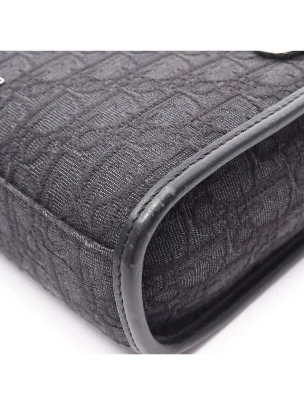 Dior Handbag Safari North South Oblique 2-Way Black Canvas Leather Tote